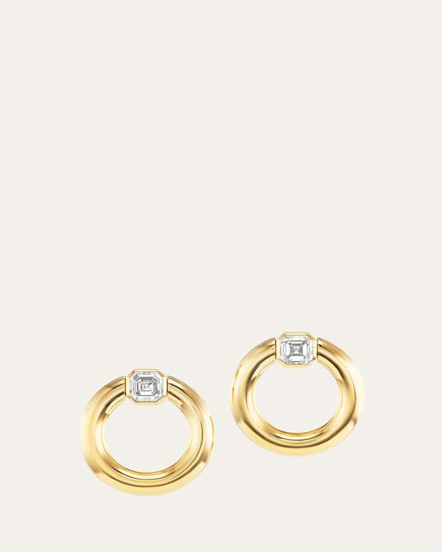 18K Yellow Gold Asscher Diamond Knocker Earrings